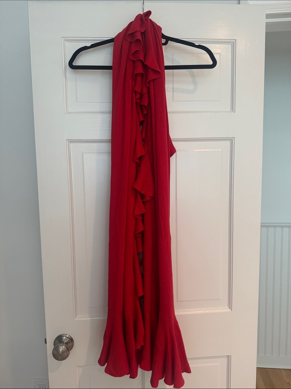 Magashoni Red Ruffle Knit Wrap
